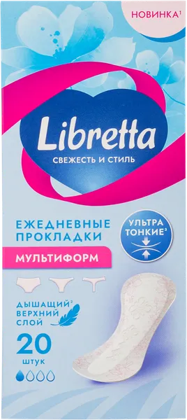 Изображение Прокладки ежедневные мультиформ Либретта свежесть и стиль ЭвоКом к/у, 20 шт