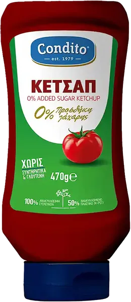 Изображение Кетчуп томатный Кондито без сахара Кондито СА п/б, 470 г