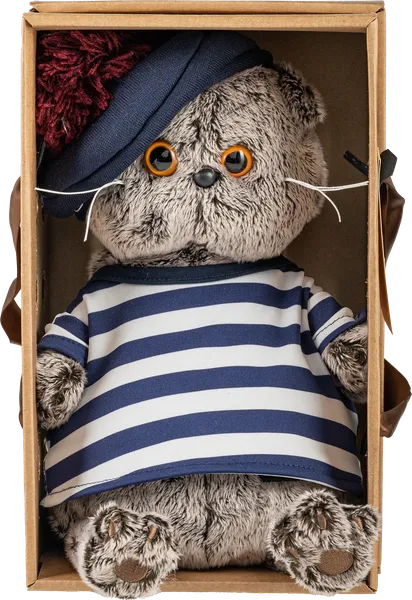 Изображение Мягкая игрушка 22см Будибаса басик в тельняшке и берете МПП ООО к/у, 1 шт