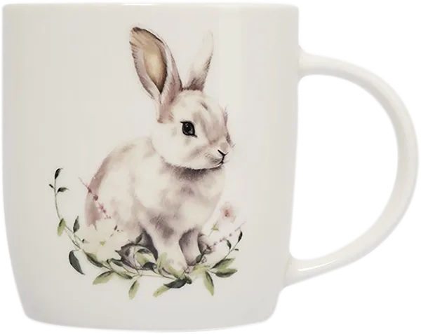 Изображение Кружка 360мл белая Анна Лафарг кролик в цветах Анна Лафарг , 1 шт