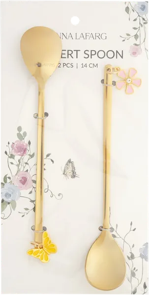 Изображение Ложка 14см десертная Анна Лафарг бабочка золотистая Анна Лафарг п/у, 2 шт