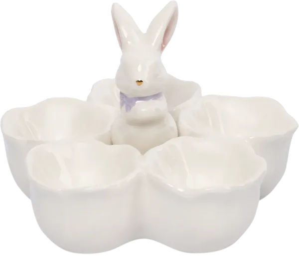 Изображение Блюдо 12см пасхальное Анна Лафарг кролик в цветах 5 яиц Анна Лафарг кор, 1 шт