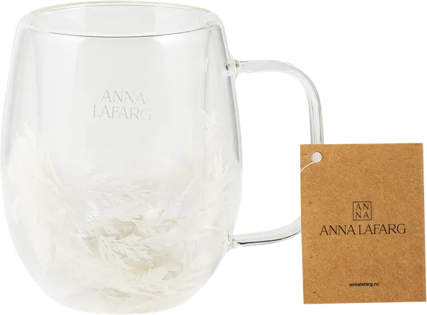 Изображение Кружка 330мл прозрачная Анна Лафарг белые сухоцветы Анна Лафарг , 1 шт