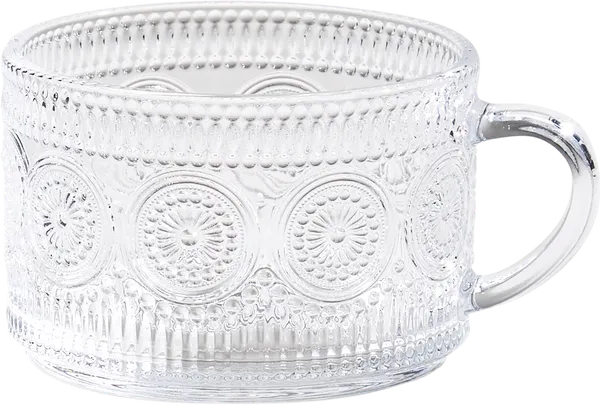 Изображение Кружка 400мл прозрачная Лефард рельефная орнамент Лефард кор, 1 шт