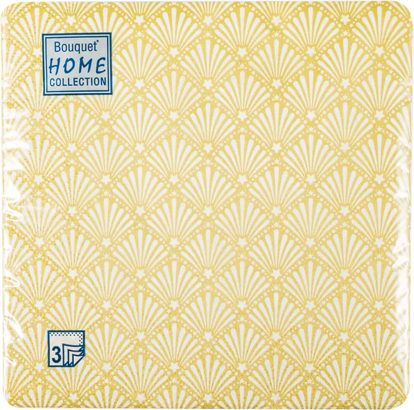 Изображение Салфетки 3х слойные Букет хоум коллекшн золотой веер 33*33см Русская Бумага м/у, 20 шт