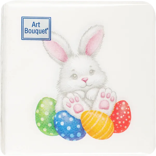 Изображение Салфетки 20*20см 2х слойные Арт букет пасха веселый кролик Русская Бумага м/у, 30 шт