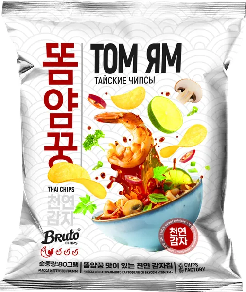 Изображение Чипсы картофельные Бруто Азиан том ям Стамба м/у, 80 г