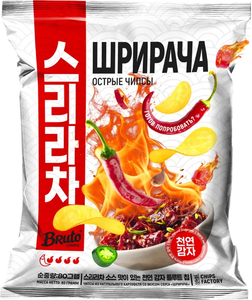 Изображение Чипсы картофельные Бруто Азиан шрирача Стамба м/у, 80 г