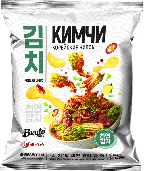 Изображение Чипсы картофельные Бруто Азиан кимчи Стамба м/у, 80 г