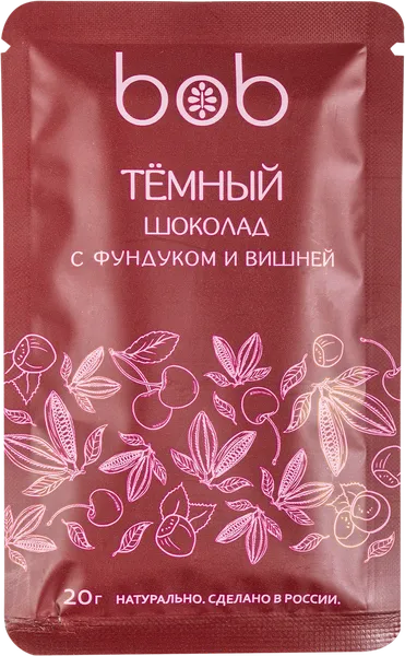 Изображение Шоколад темный без сахара Боб фундучная паста вишня Боб м/у, 20 г