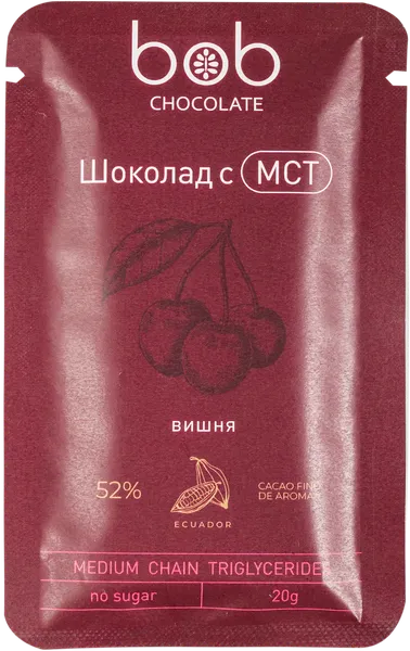 Изображение Шоколад без сахара Боб вишня с мст Полезный шоколад м/у, 20 г