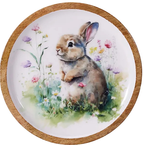 Изображение Тарелка 22см дерево Купман пасхальный кролик Купман Интернэшнл , 1 шт