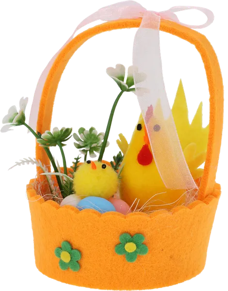 Изображение Корзинка 12см пасхальная Купман с цыплятами фетр Купман Интернэшнл , 1 шт