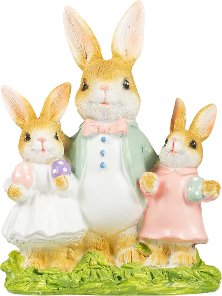 Изображение Фигурка 13см пасхальная Купман 3 кролика на лугу Купман Интернэшнл , 1 шт