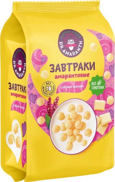 Изображение Готовый завтрак без глютена Др. Амарант шарики белая глазурь Ди энд Ди м/у, 230 г
