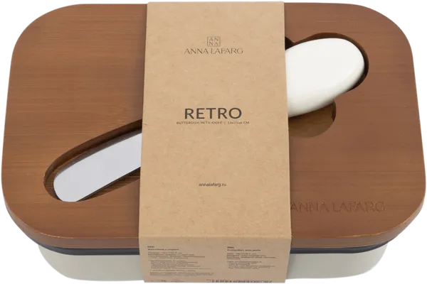 Изображение Масленка 16*11см бежевая Анна Лафарг ретро с ножом Анна Лафарг , 1 шт