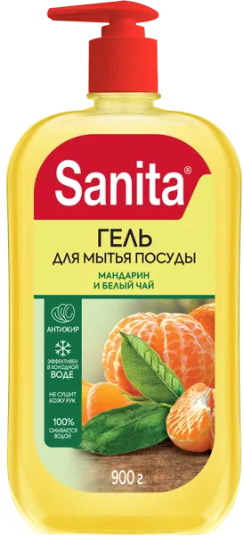 Изображение Средство для мытья посуды Санита мандарин и белый чай Ступинский Химический Завод п/у, 900 мл