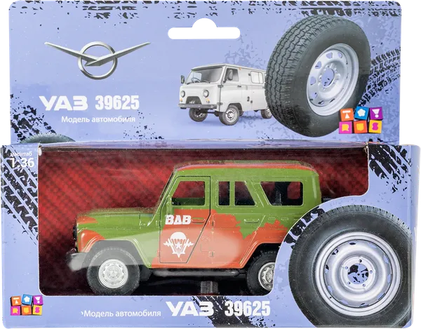 Изображение Машина 1:36 Тойрус уаз хантер военная Тойрус к/у, 1 шт