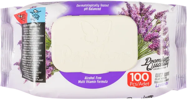 Изображение Салфетки влажные для рук и тела Папильон лаванда Ар Кагит м/у, 100 шт