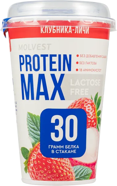 Изображение Напиток кисломолочный 0,6% обогащен белком Молвест клубника личи Молвест п/б, 240 мл