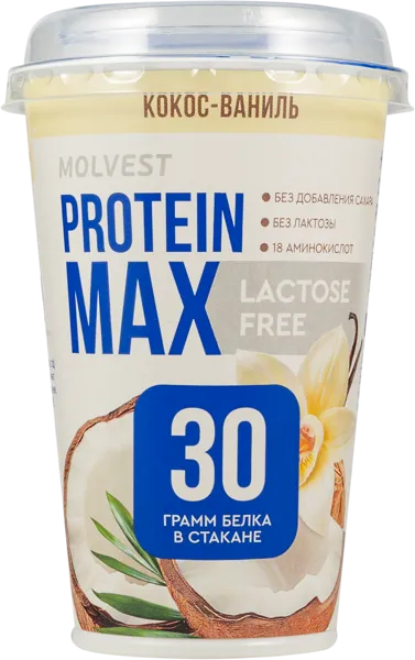 Изображение Напиток кисломолочный 0,6% обогащен белком Молвест кокос ваниль Молвест п/б, 240 мл
