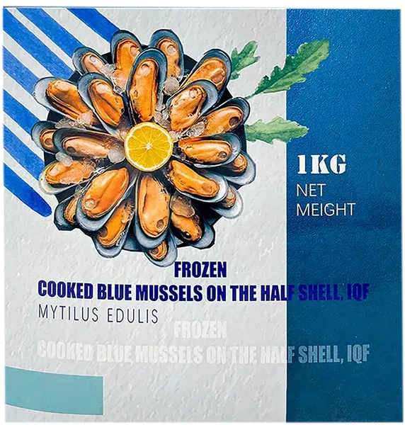 Изображение Морепродукты замороженные Мидии голубые в половине ракови Акватик Продактс к/у, 1000 г
