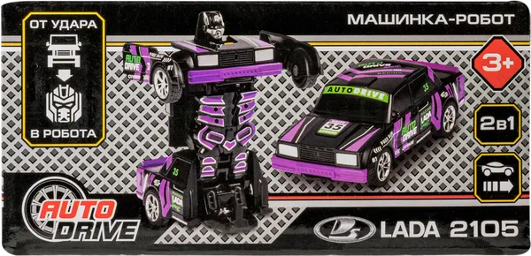 Изображение Машина трансформер 13,5см Автодрайв лада 2105 черная Гуандонг Джаки к/у, 1 шт