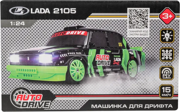 Изображение Машина 1:24 свет,звук на р/у Автодрайв лада ваз 2105 Гуандонг Джаки к/у, 1 шт