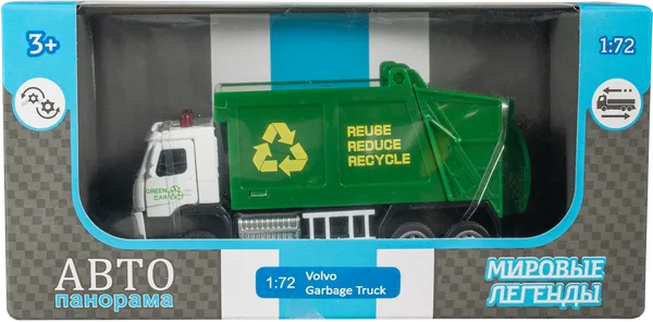 Изображение Машина 1:72 инерционная Автопанорама вольво фм мусоровоз Чхенджен Интернешнл к/у, 1 шт