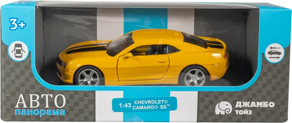 Изображение Машина 1:43 инерционная Автопанорама шевроле камаро сс желтая Чхенджен Интернешнл к/у, 1 шт