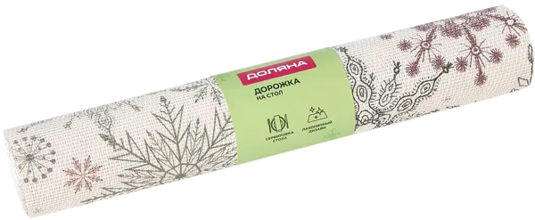 Изображение Дорожка 30*180см сервировочная Доляна снежинки бежевая Иу Йоуда Импорт м/у, 1 шт