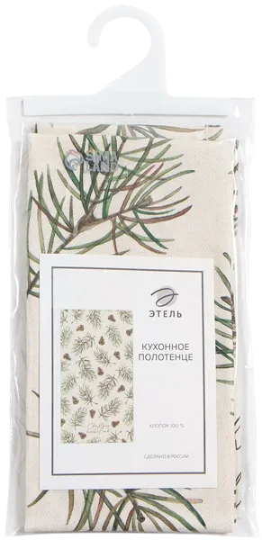 Изображение Полотенце 40*73см для кухни Этель ветки и шишки бежевое Уральская Мануфактура м/у, 1 шт