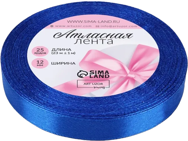 Изображение Лента 23м атласная Арт Узор 1,2см синяя Иу Йоуда Импорт , 1 шт