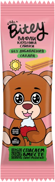 Изображение Вафли с 3 лет без сахара Байт клубника сливки Биофудлаб м/у, 15 г