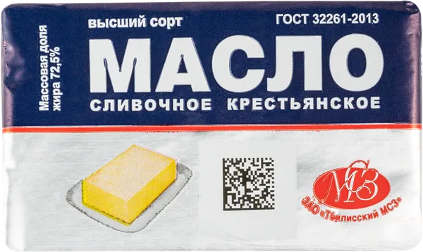 Изображение Масло 72,5% сливочное Кубанская звездочка крестьянское Тбилисский МСЗ м/у, 200 г
