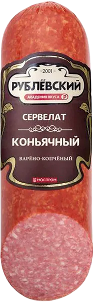 Изображение Колбаса варено-копченая Рублевский сервелат коньячный Рублевский МПЗ в/у, 300 г