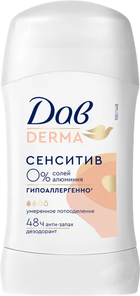 Изображение Дезодорант стик женский Дав дерма сенситив АрнестЮниРусь ООО п/у, 40 мл