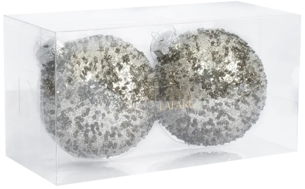 Изображение Шар 8см стекло Анна Лафарг серебристый с бисером Анна Лафарг п/у, 2 шт