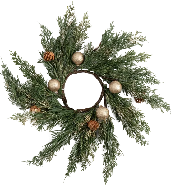 Изображение Венок 40см декоративный Анна Лафарг с золотистыми шарами Анна Лафарг , 1 шт