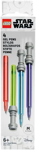 Изображение Ручки цветные гелевые Лего Зведные войны световые мечи Гонконг Лтд п/у, 4 шт