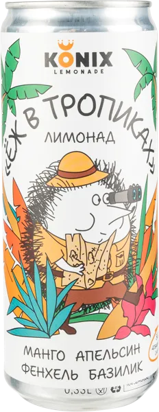 Изображение Напиток газ Коникс еж в тропиках лимонад Брюхаб ООО ж/б, 0,33 л