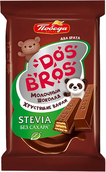 Изображение Конфета вафельная без сахара Победа Дос Брос в молочном шоколаде Победа м/у, 37 г