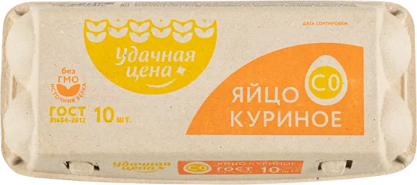 Изображение Яйцо куриное С0 Удачная цена отборная категория Гуляй Борисовская ПФ п/у, 10 шт