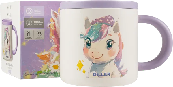Изображение Кружка 300мл сталь Диллер панда единорог Диллер , 1 шт