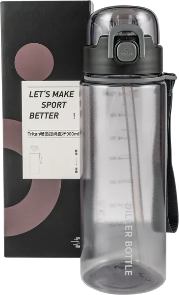 Изображение Бутылка 900мл пластик Диллер черный со шнурком Диллер , 1 шт