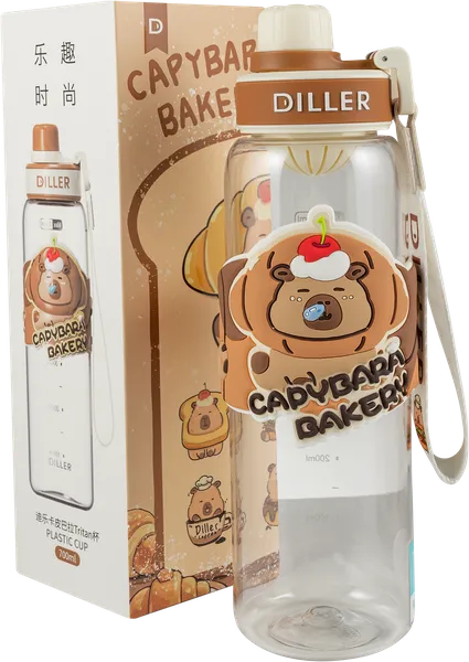 Изображение Бутылка 700мл пластик Диллер капибара с подвеской Диллер кор, 1 шт