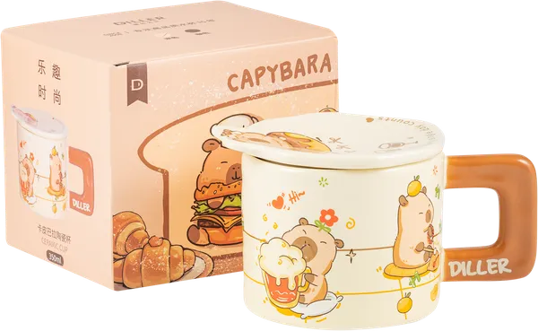 Изображение Кружка 350мл керамика Диллер капибара с крышкой Диллер кор, 1 шт