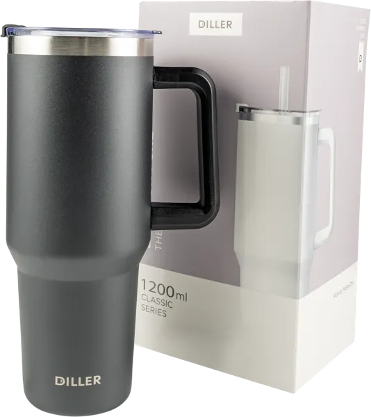 Изображение Термокружка 1,2л стальная Диллер с трубочкой и ручкой Диллер кор, 1 шт