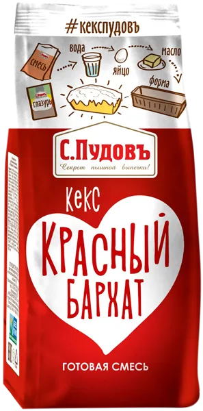 Изображение Смесь для выпечки С.Пудовъ кекс красный бархат Хлебзернопродукт м/у, 300 г