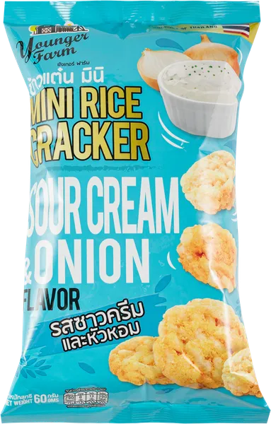 Изображение Чипсы рисовые Янгер Фарм сметана лук Тай Янгер Фарм м/у, 60 г